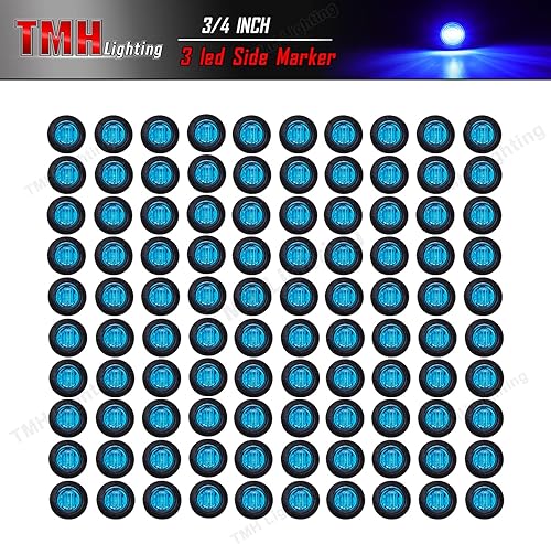 Miniatura 2 de TMH 100 luces indicadoras laterales redondas de 34 pulgadas de 34 pulgadas, 3 LED, 12 V CC (azul (100 unidades)