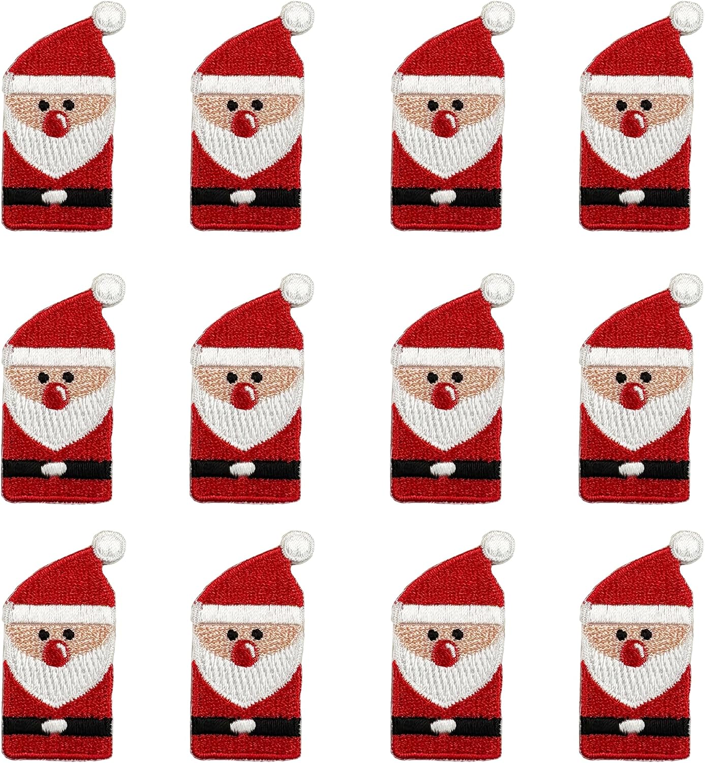Santa Claus Applique – Press-On Patch | 1" x 1-3/4" (2.54 cm x 4.45 cm) | 12 Pieces | Iron-On, Stick-On, or Press-On for Holiday Crafts, Clothing & DIY Decorations