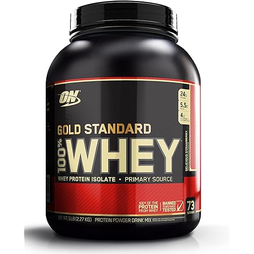 Optimum Nutrition Gold Standard 100% Whey Protein Powder, Delicious Strawberry, 5 Pound