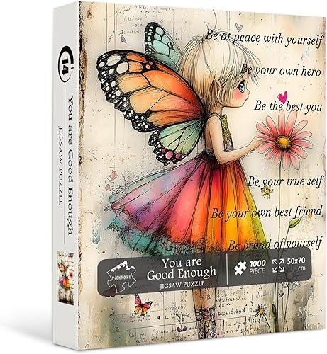 Miniatura 2 de PICKFORU - Rompecabezas de 1000 piezas con cita retro para adultos, rompecabezas religiosos cristianos de mariposa vintage, tema inspirador único