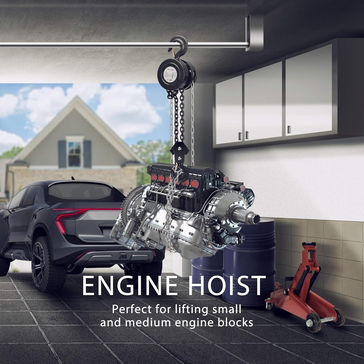 SPECSTAR Lever Chain Hoist 1-1/2 Ton Capacity 10 Feet with 2 Hooks and 10 Feet Manual Hand Lift Steel Chain Block Hoist with 2 Hooks Bundle: Industrial & Scientific