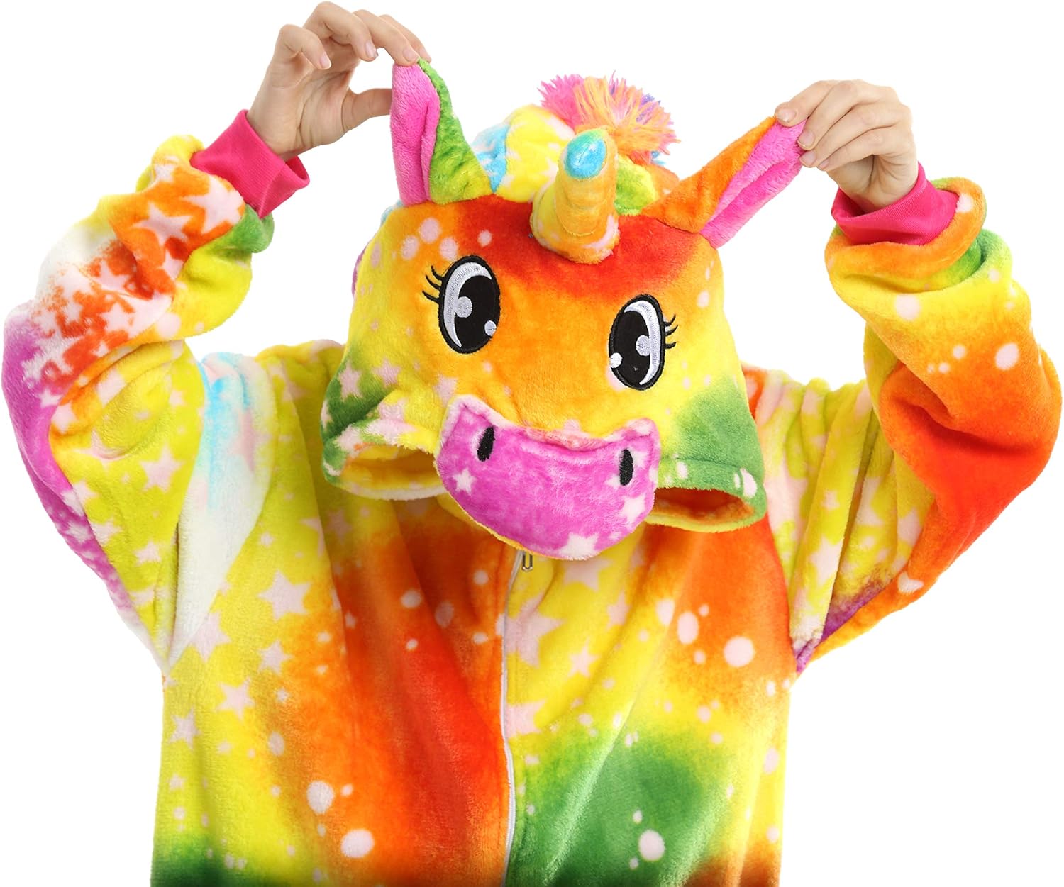 Ecparty Soft Unicorn Hooded Bathrobe Sleepwear for Kids Party Costume (Colorful Unicorns Rainbow: Clothing