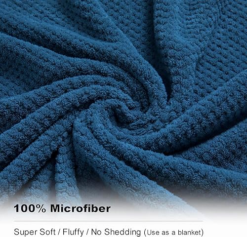 Miniatura 5 de Juego de 8 toallas de baño color azul marino, 2 toallas de baño extragrandes, 2 toallas de mano y 4 paños de baño, microfibra altamente absorbente