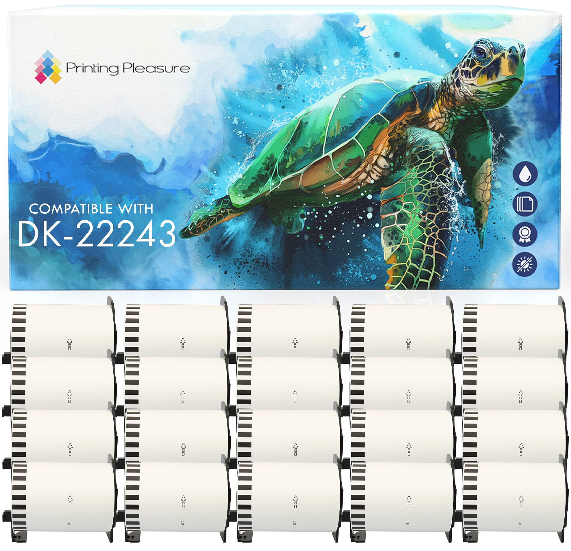 20x Compatible Rollo de Etiquetas DK-22243 102mm x 30.48m Cinta continua de papel blanca para Brother P-Touch QL-1050, QL-1060N, QL-1100, QL-1110NWB, alta capacidad adhesiva
