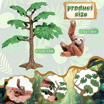 Rileryan Realistic Sloth Figurine Plastic Sloth Wild Animal Figurine | for Collection Desktop Decoration Cake Topper