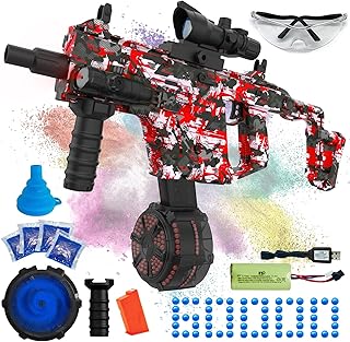 Electric Gel Ball Blaster, High Speed Automatic Splatter Ball Blaster with 40000+ and Goggles, Rechargeable Splatter Ball Toys for Outdoor Activities Shooting Game Party Favors-Red