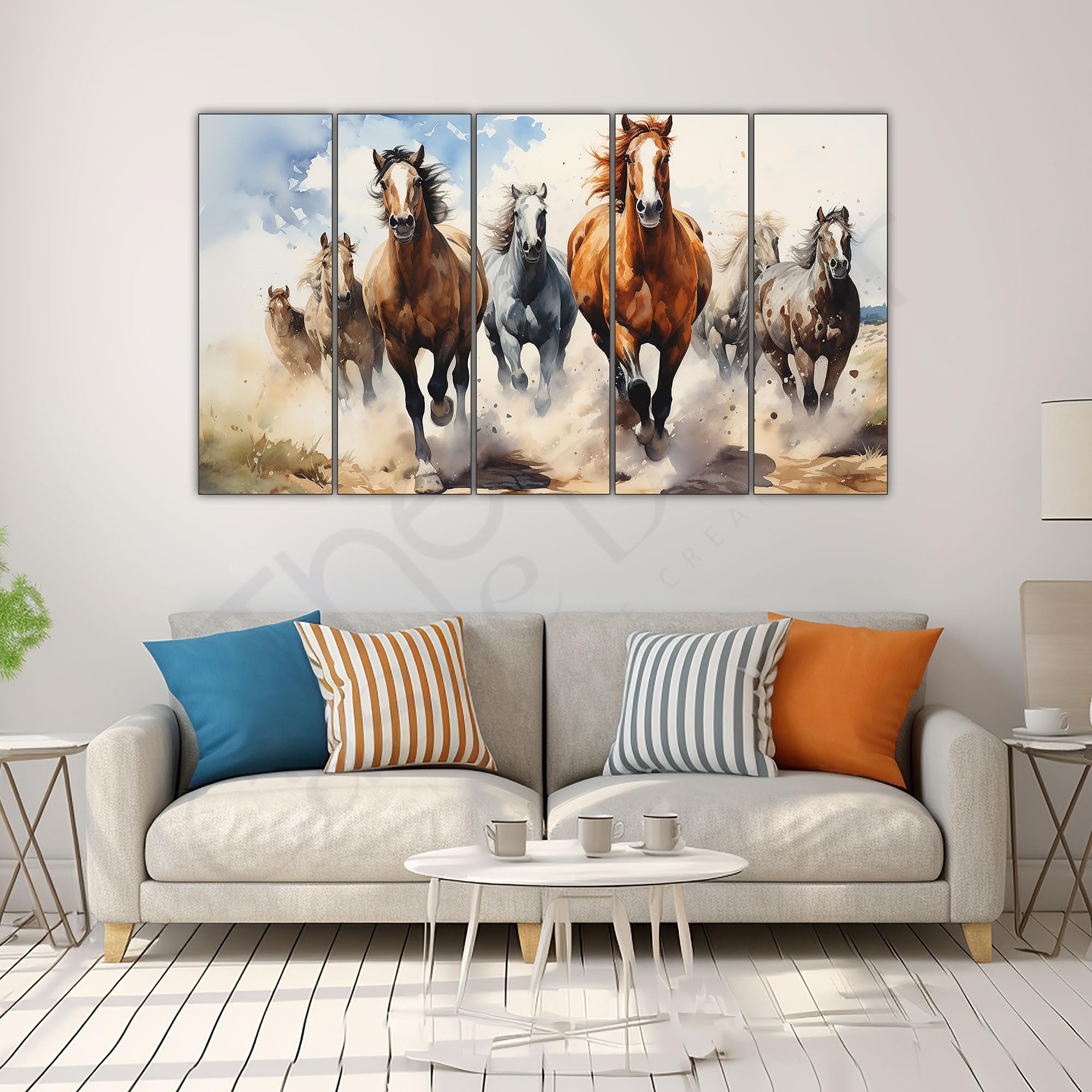 Running Horses Wall Art - Vastu Painting with Wooden Frame -22 Running Horses Wall Art - Vastu Painting with Wooden Frame -22
