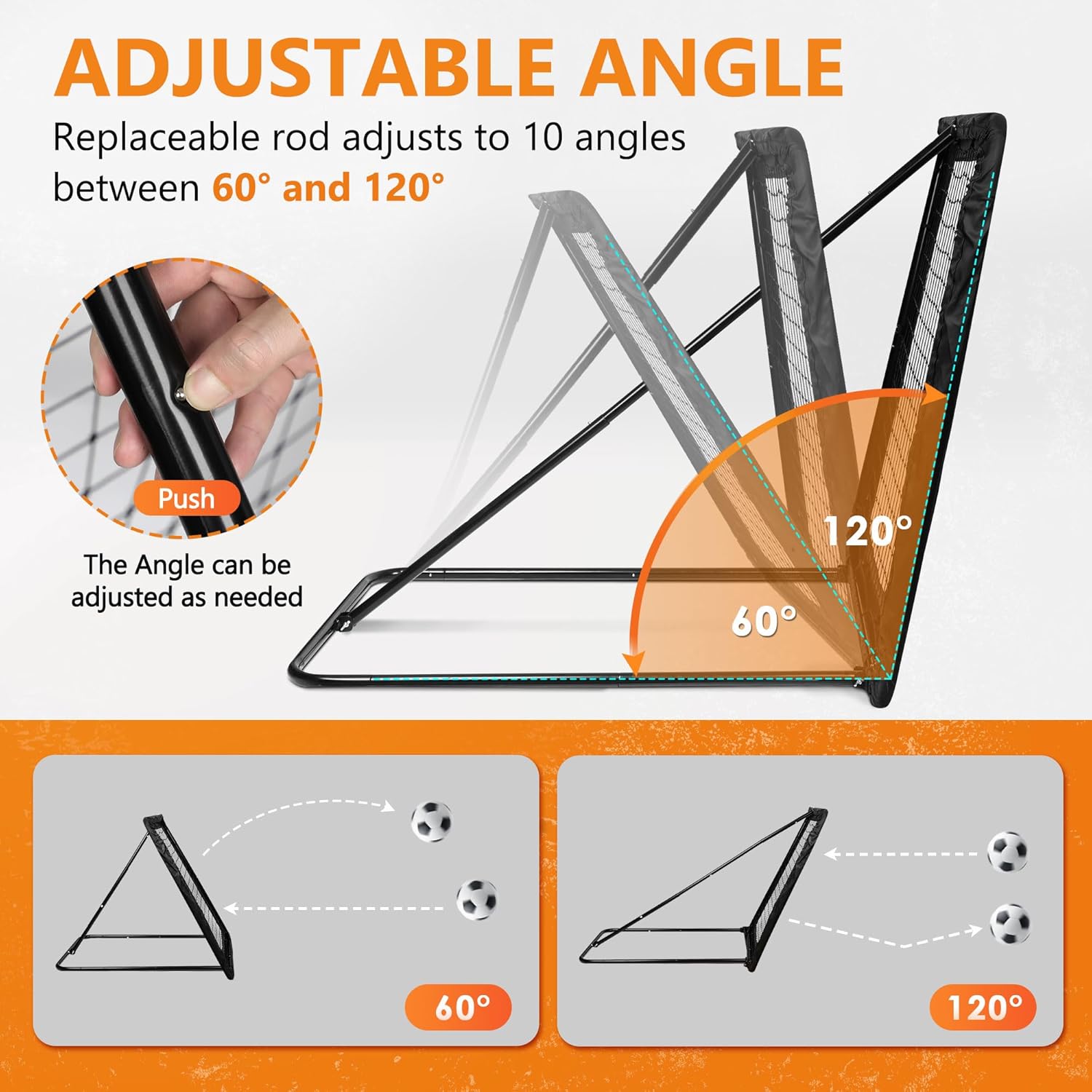 Soccer Rebounder with 8 Angle Adjustments, Baseball Rebound 40 x 40 inch Durable and Versatile Soccer Bounce Back Net for Backyard, Kids Teens & All Ages Soccer Volleyball Lacrosse Training Equipment