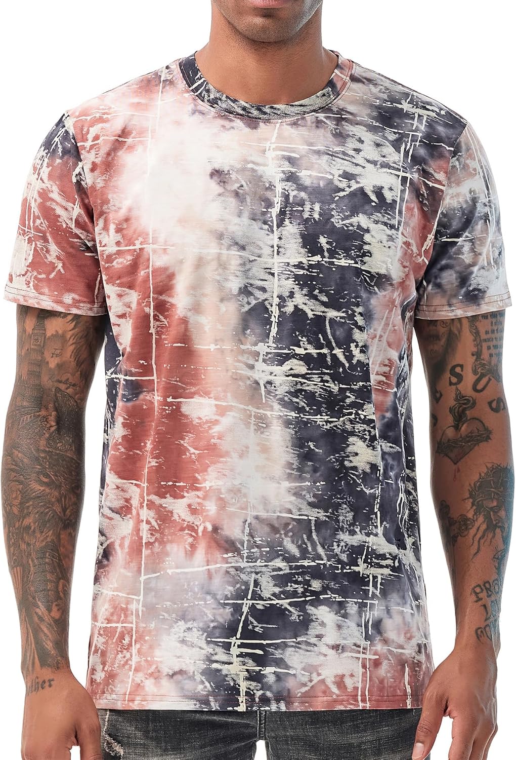 USALL Herren Sommer DruckT-Shirt 95% Baumwolle Casual Atmungsaktives Männer T-Shirt Kurzarm