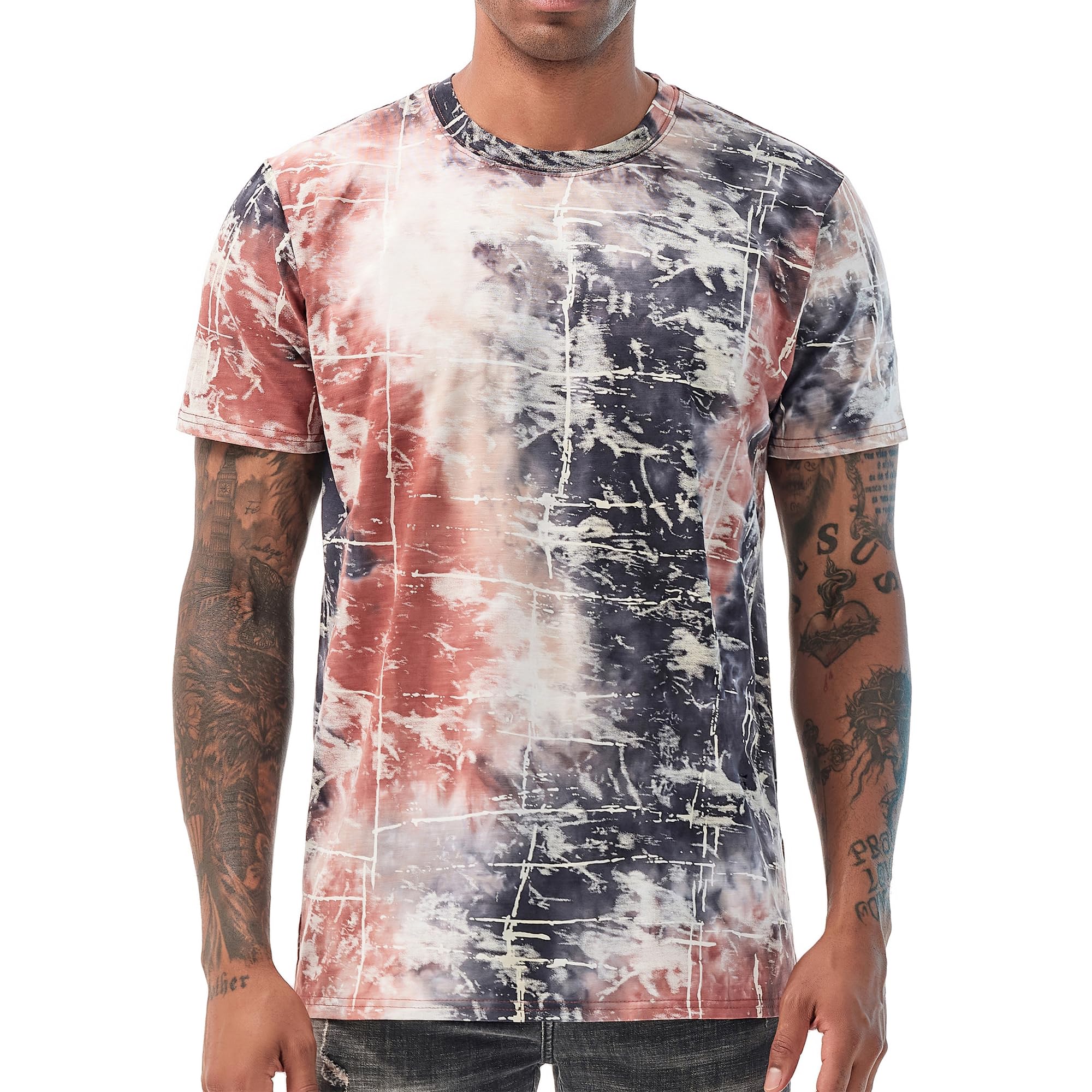 USALL Herren Sommer DruckT-Shirt 95% Baumwolle Casual Atmungsaktives Männer T-Shirt Kurzarm