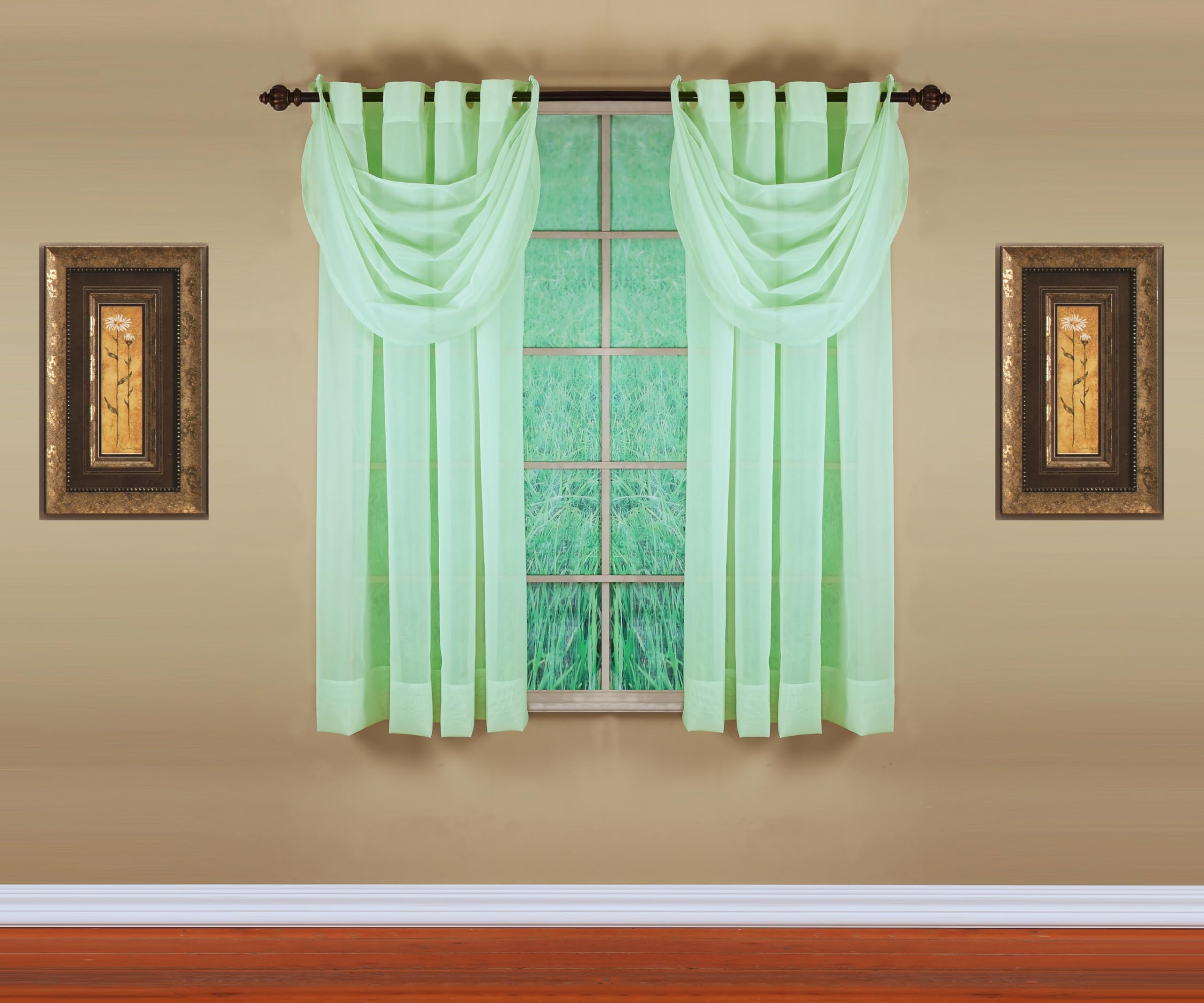 Today's Curtain, Emelia Grommet Sheer Panel 63" Sage, 59" W x 63" L