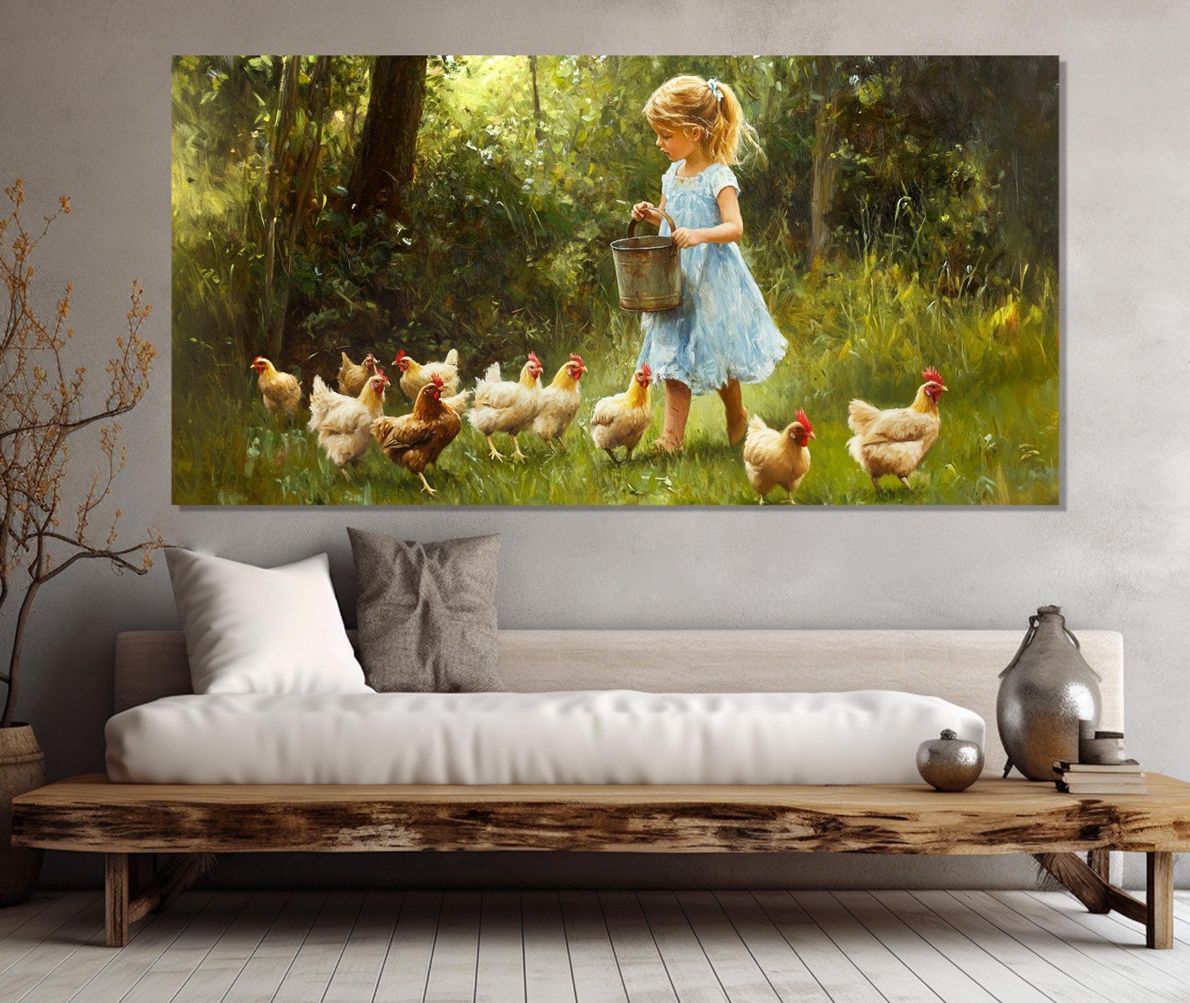 Impression sur toile de qualité supérieure scène champêtre 60x120cm
