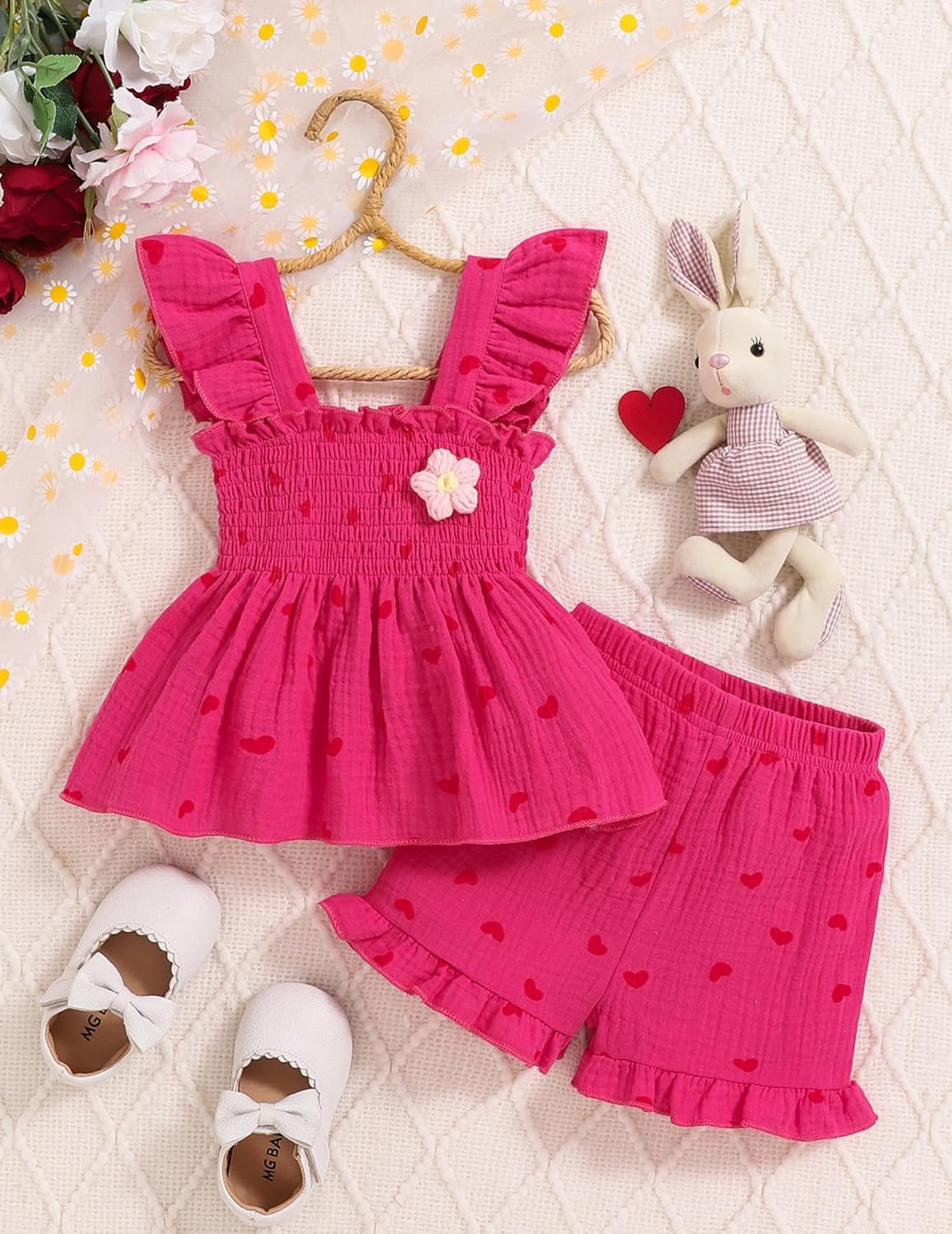 Toddler Girl Clothes Baby Girl Summer Outfits Ruffle Sleeveless Shirts Tops Shorts Set for Girl Clothing - Image 2