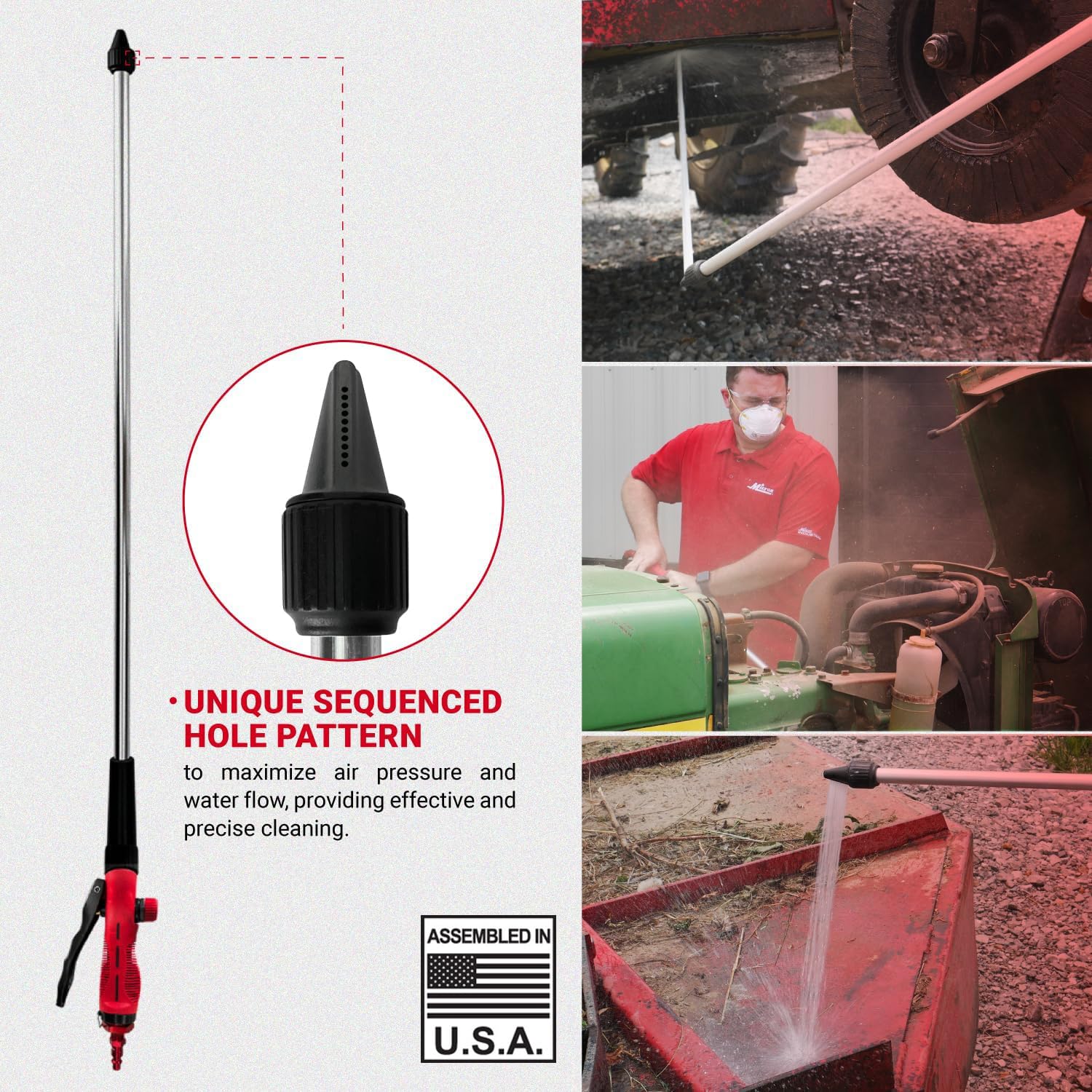 Milton 171-NF11: Water & Air Industrial Power Wand, 2-1 Dual Cleaning Power