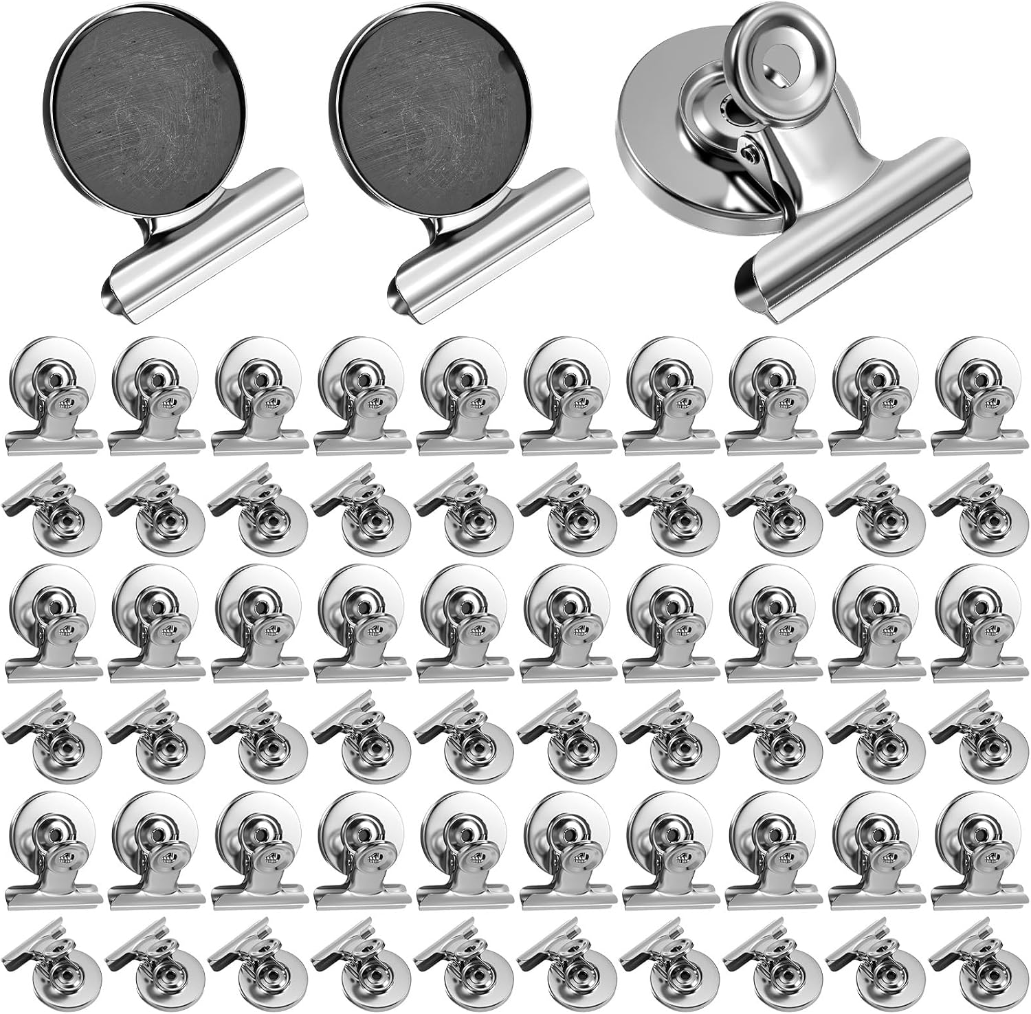 60 Pack Strong Magnetic Clips, Fridge Magnets Refrigerator Magnet, Magnet Clips Heavy Duty Whiteboard Magnets for Office, Classroom, and Home (Silver)