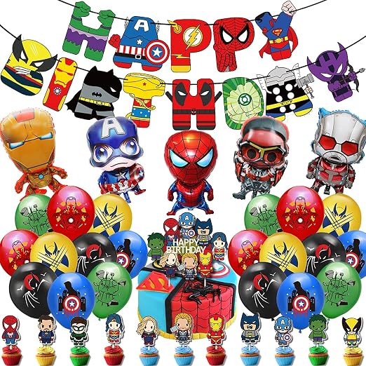 Déco Super Héros, Déco d'Anniversaire Super Héros, Décoration d'Anniversaire Super Héros - Jour de Fête Déco Super Héros, Déco d'Anniversaire Super Héros, Décoration d'Anniversaire Super Héros - Jour de Fête