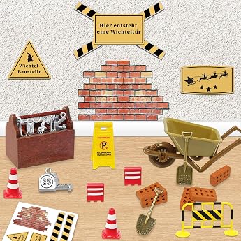 YUNSTK Wichtel Zubeh r Baustelle Holz Wichtel Werkzeugkasten Set 23 St ck Wichtel Baustelle Set 1/12 Puppenhaus Zubeh r Wichtelzubeh r Mini Werkzeugkiste mit Werkzeug Wichtel Zubeh r Weihnachten