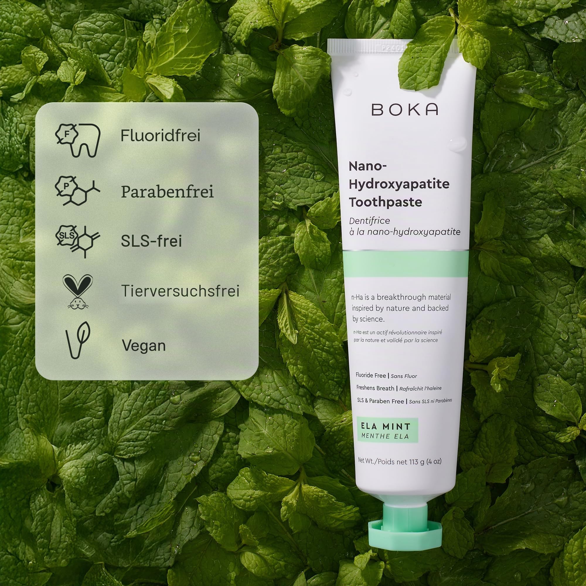Revive MD-Boka Zahnpasta, fluoridfrei, Nano-Hydroxyapa, Remineralisierung, empfindliche Zähne, Aufhellung