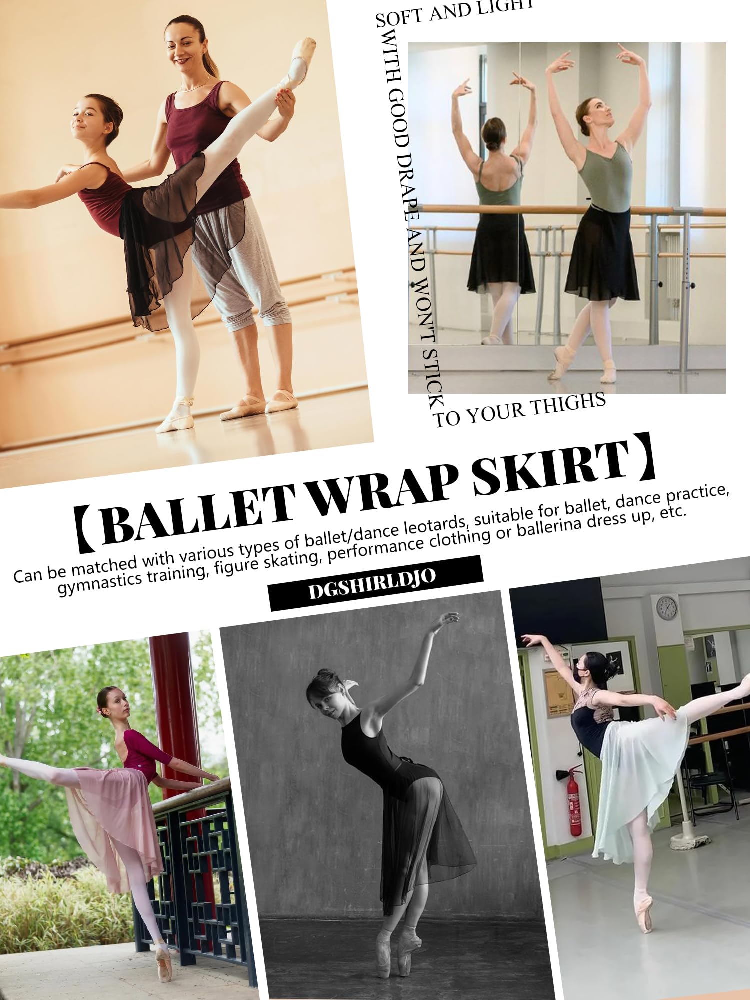Falda de ballet de gasa con cintura elástica para mujeres y niñas, ropa de baile
