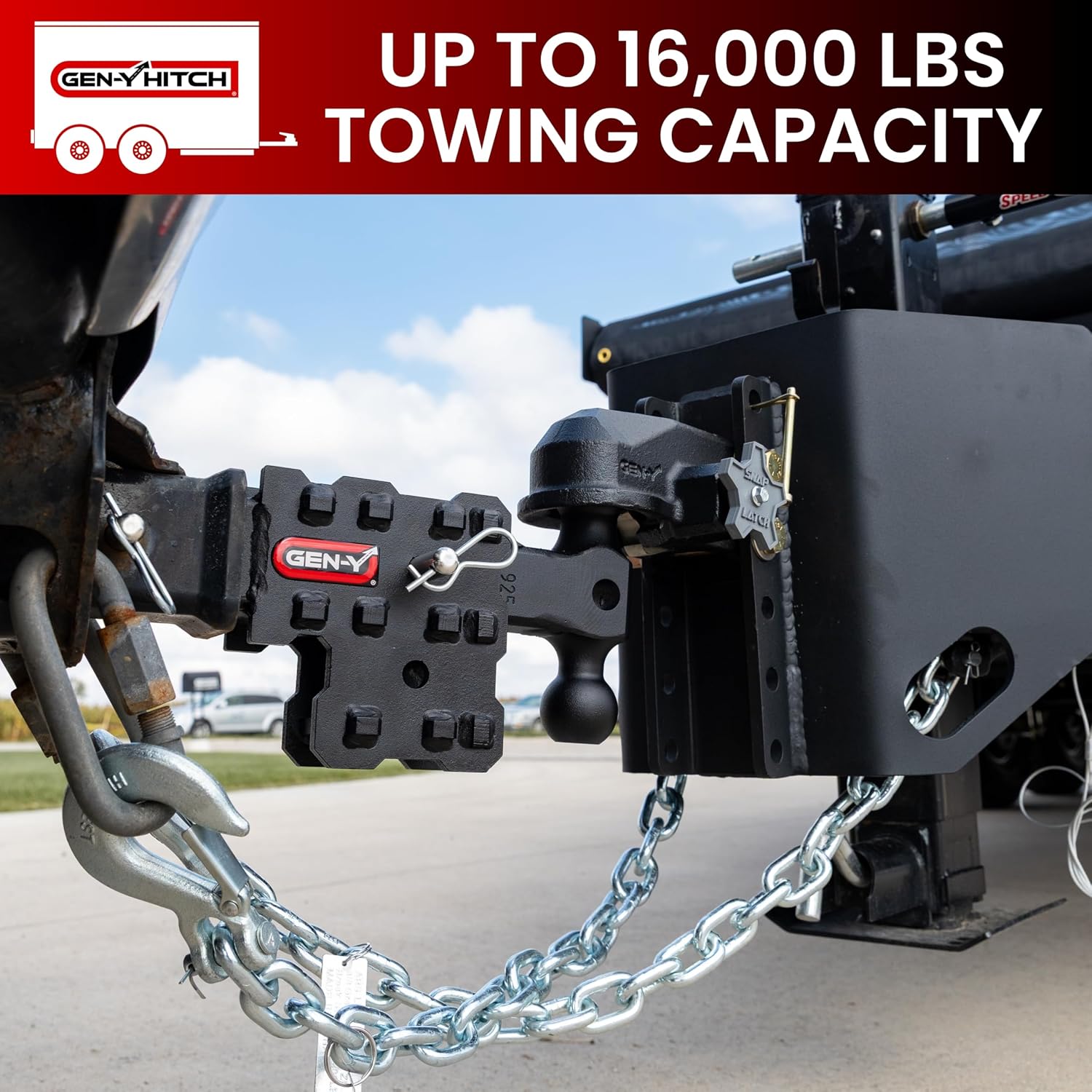GEN-Y Hitch Ball Mount for 2.5" Receiver - 2.5" Drop with 2 Adjustable Positions, 2" & 2 5/16" Dual Ball Mount, Pintle Lock, 16,000 lbs Towing Capacity, 1,600 lbs Tongue Weight, Black
