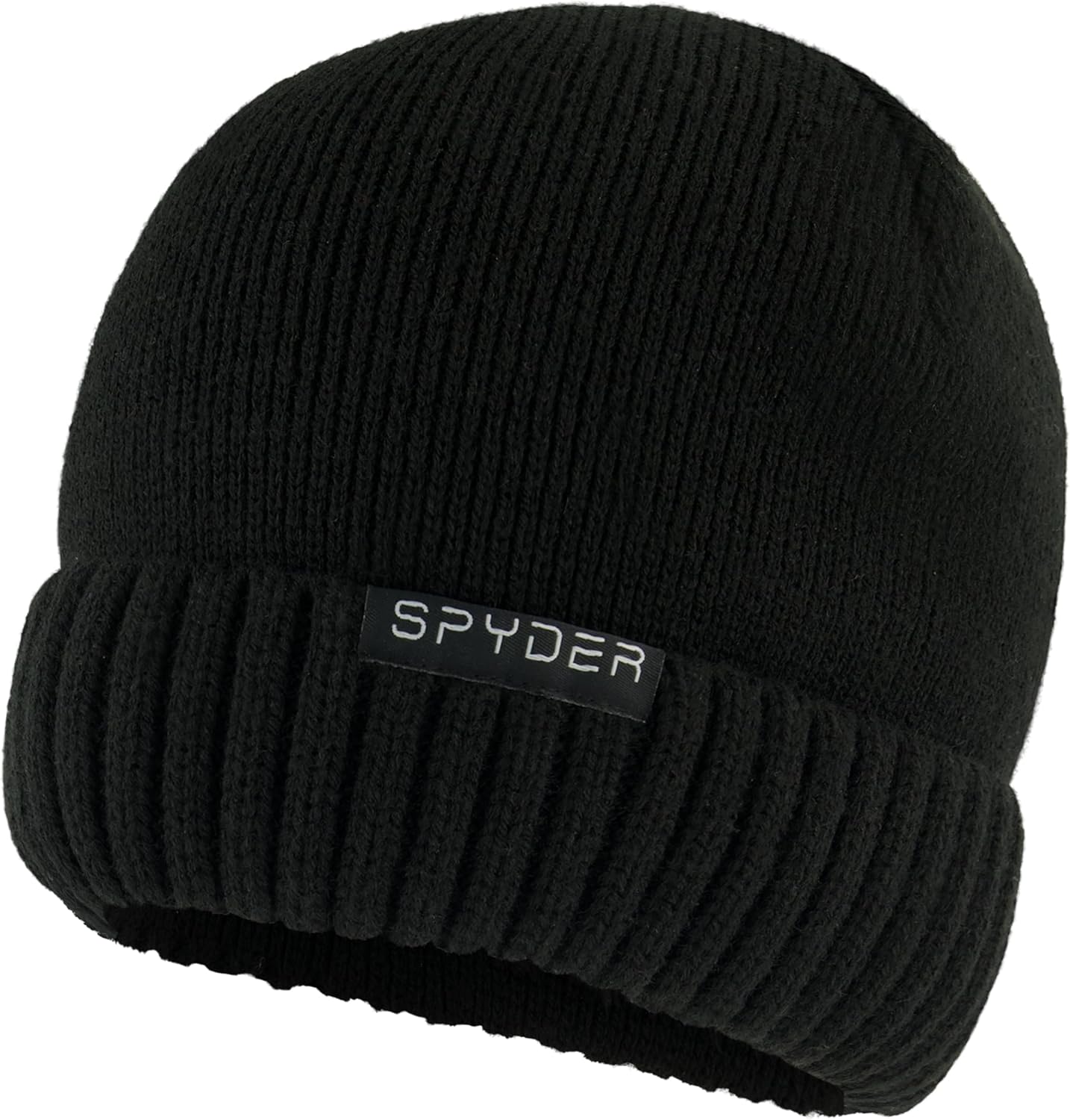 Spyder Mens Fur Lined Rib Knit Cuff Beanie