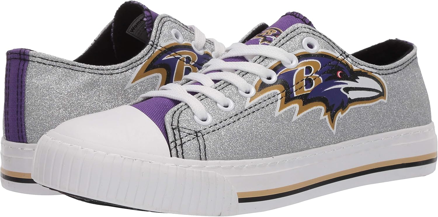 FOCO Baltimore Ravens NFL Womens Glitter Low Top Canvas Shoes - 10 - Image 7