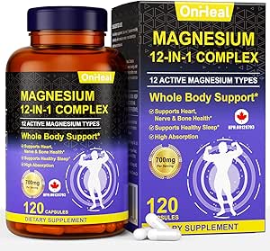 LABJD Magnesium Complex 700mg 12-in-1 Magnesium Supplement with Glycine Citrate Malate Oxide Taurine Aspartic Acid Magnesium Relaxation, Muscle &amp; Heart Support, Vegan 120 Capsules