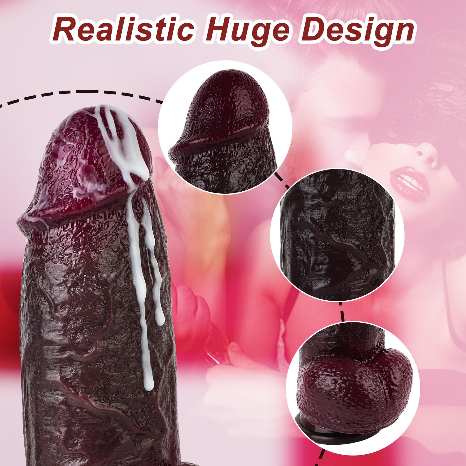 Nero Dildo Realistico Vibratoreper Donna Professionale Clitoride, Vibratore Anale Sexytoysys Dildo con 10 Vibrazione & 3 Spinta e Riscaldamento Modalità, Sex Toys Vibratoriper per Donne Coppia Uomo