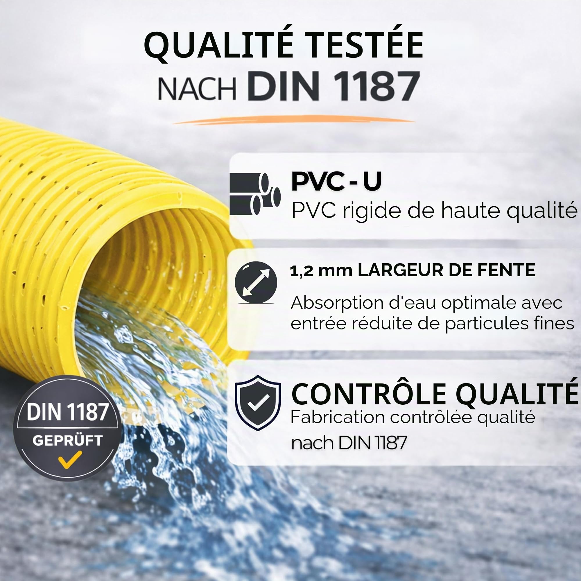 Doubleyou Geovlies & Baustoffe Tuyau de drainage DN 80 perforées avec Coco Filtre, Coco gainé, drainage – Doubl eyou geovlies & Matériaux de Construction® 20m