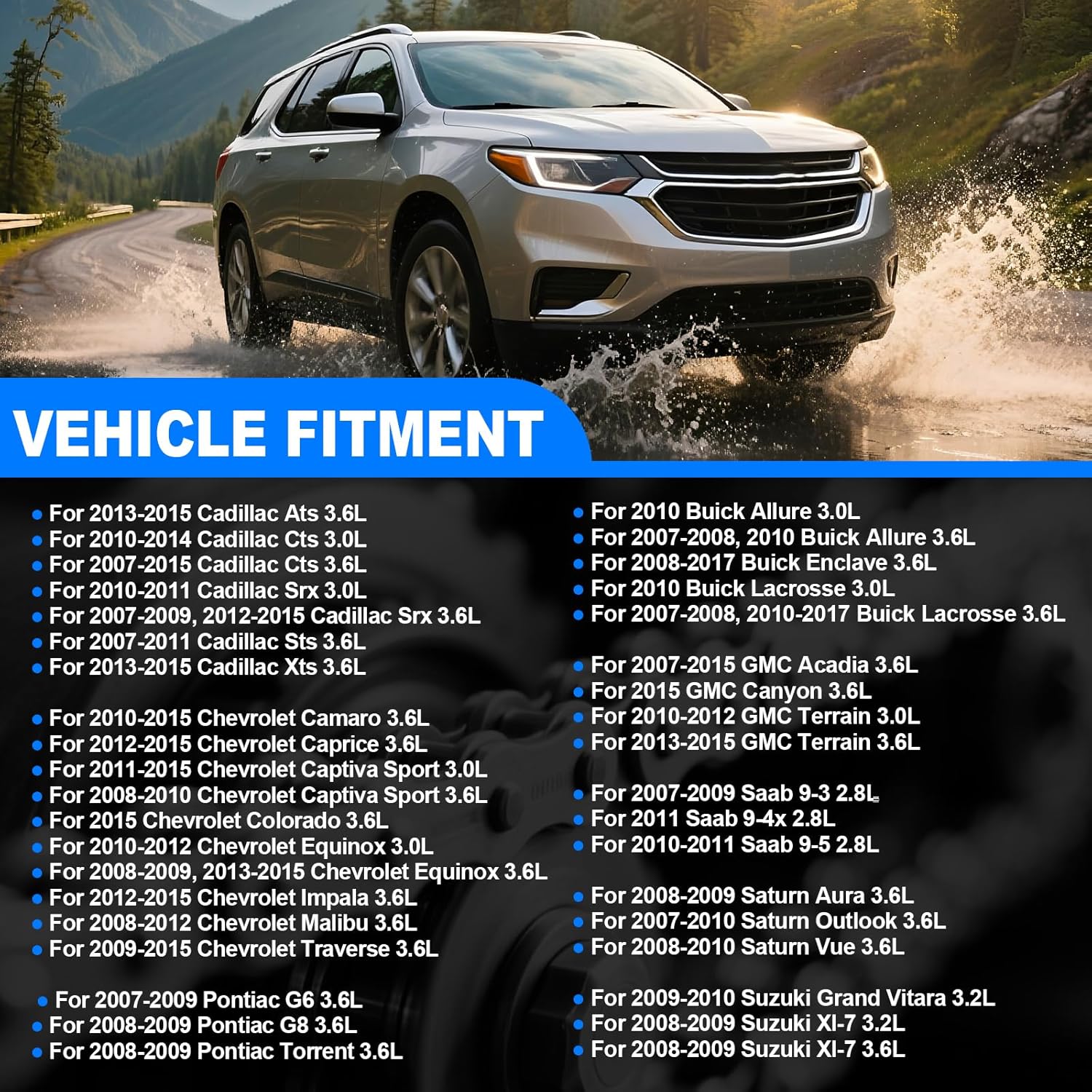 3.6 Timing Chain Kit with Tensioner & Guides - Compatible with Chevy Traverse/Camaro/Equinox, GMC Acadia/Terrain, Cadillac CTS/SRX, Buick Enclave/Lacrosse 2.8L 3.0L 3.6L V6 Engine 9-0753S - Image 3