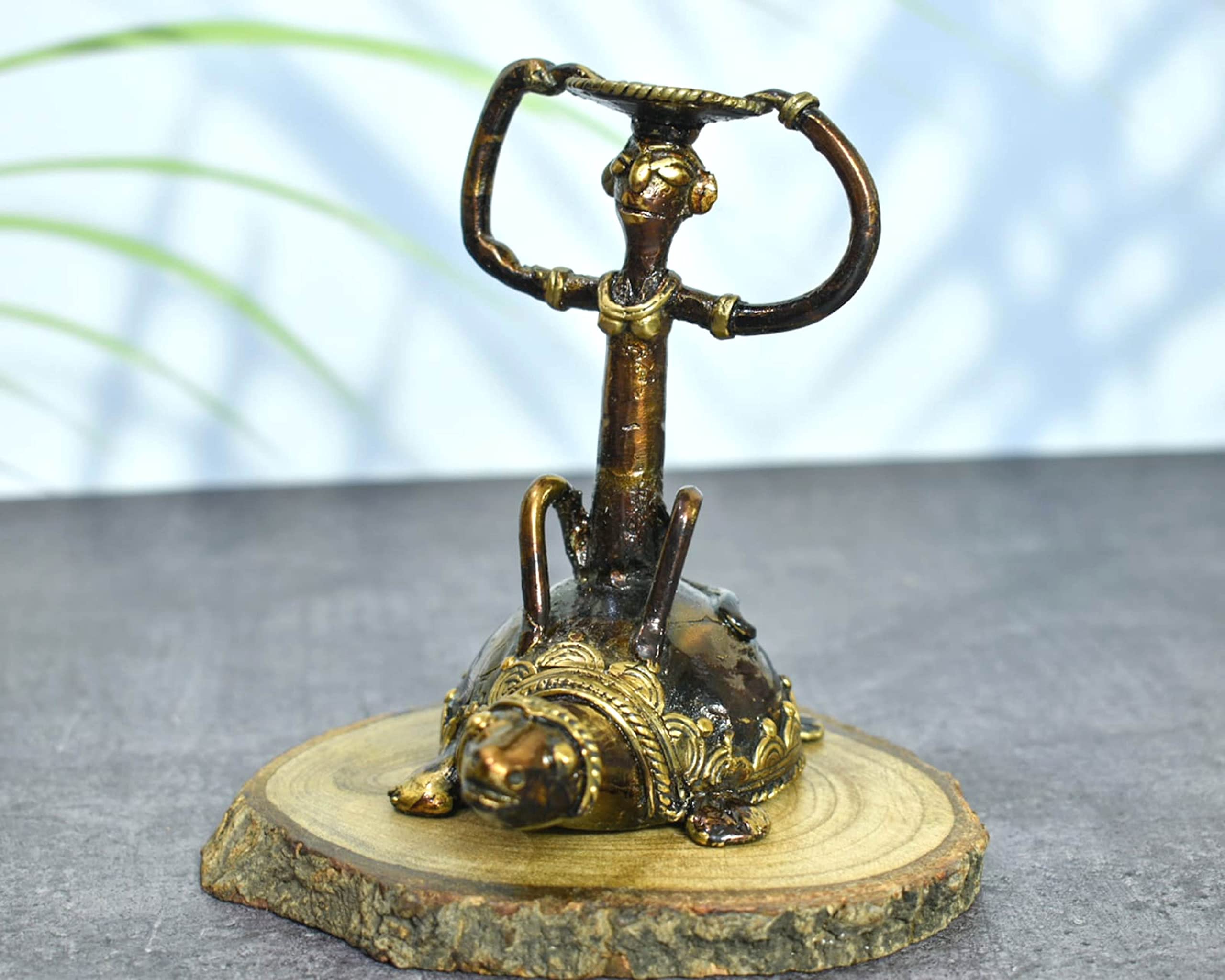 Indian Handcrafted Dhokra Art Candle Holder for Home Decor | Decorative Traditional Candle Stand (4.3 x 2.7 x 4.3)