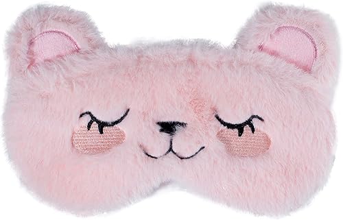 Máscara de ojos para dormir, suave felpa con los ojos vendados, linda y divertida cubierta de ojos de dibujos animados de animales, regalo para