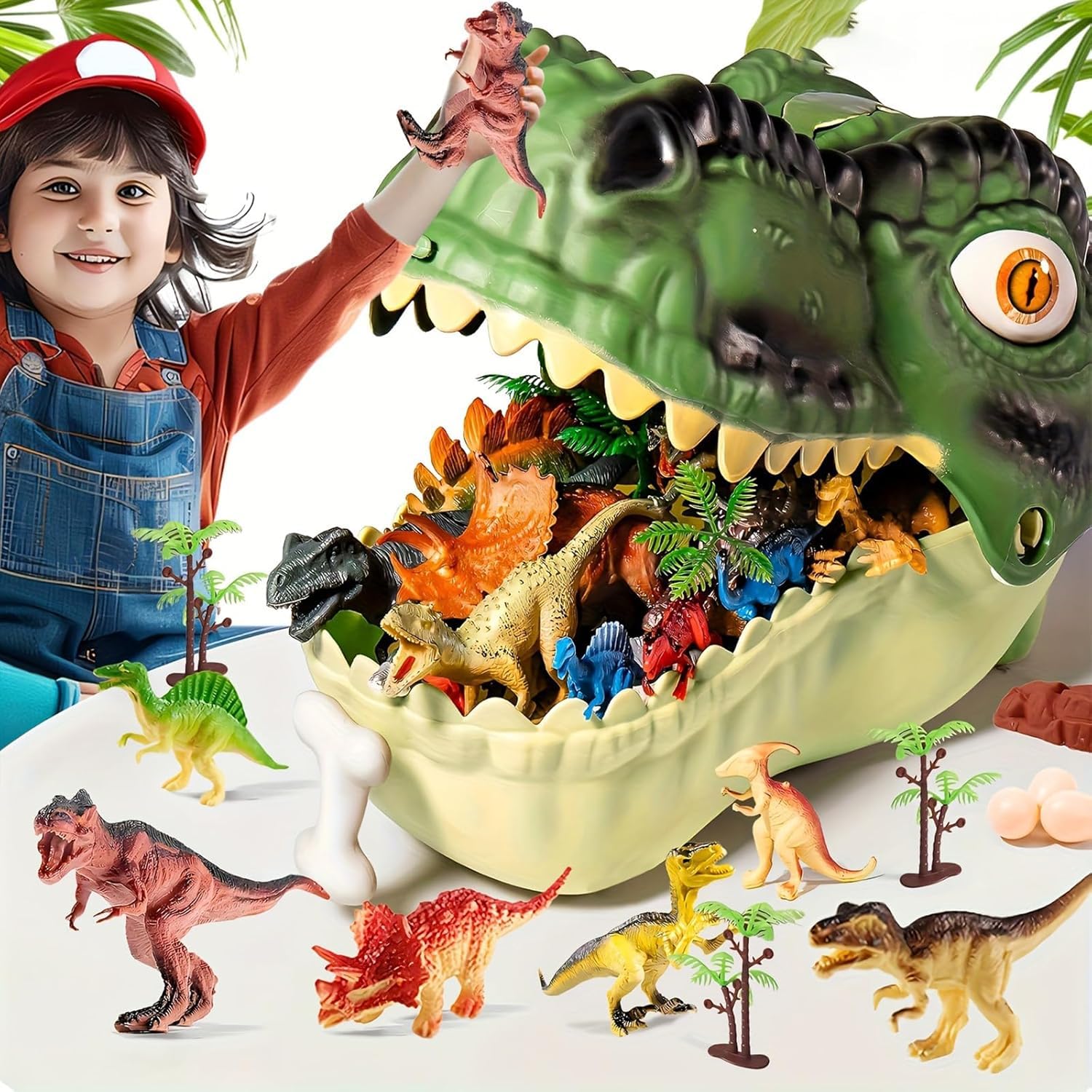 Dinosaur Toys for Kids, TAME 54PCS Dinosaur Figures Toys for Kids 3-5 with Dino Storage Box and Activity Playmat, Realistic Dinosaur Figure Playset, Gifts for Boys Grils