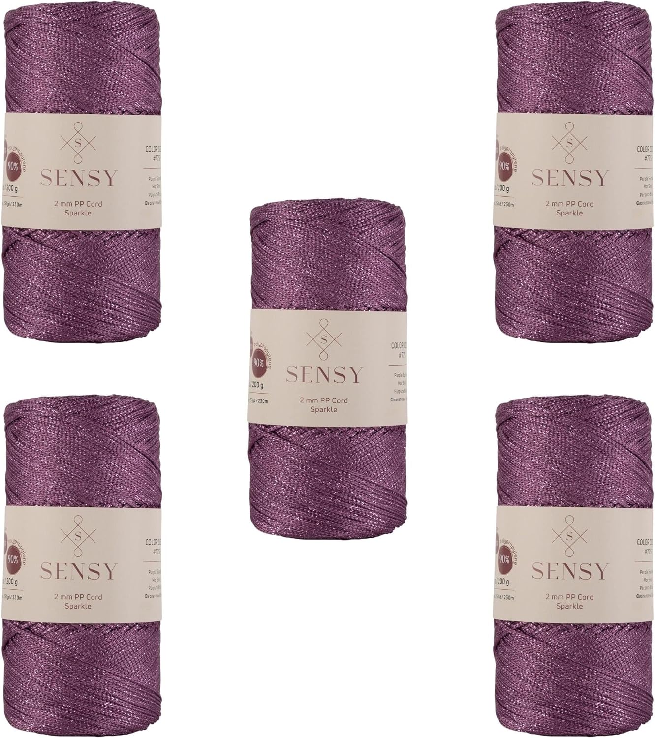 Amazon.com: 5 Skeins of Sensy Premium 2mm 251 Yards Sparkle Polyester ...
