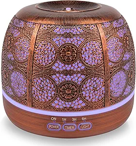 ARVIDSSON 500ml Essential Oil Diffuser, Metal Diffusers for Essential Oils, Aromatherapy Oil Diffuser for Large Room, Color Changing Mood Light & Mist Timer Setting, Gift for Women