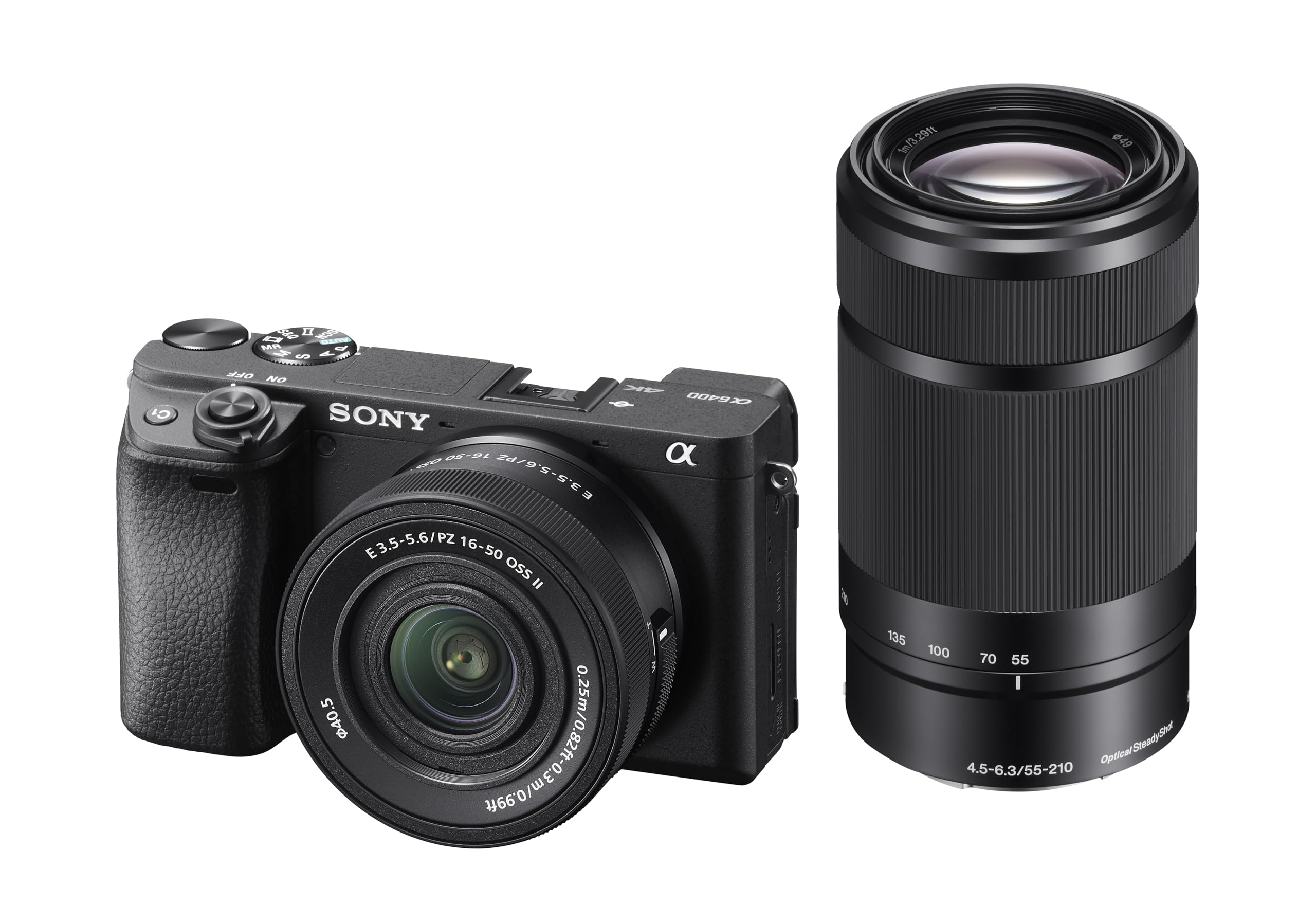 Sony Alpha 6400 APS-C Spiegellose Kamera mit 16-50mm Objektiv (Schneller 0,02s Autofokus mit Augenerkennung für Mensch und Tier, 4K-Filmaufnahmen und neigbares Display für Vlogging)