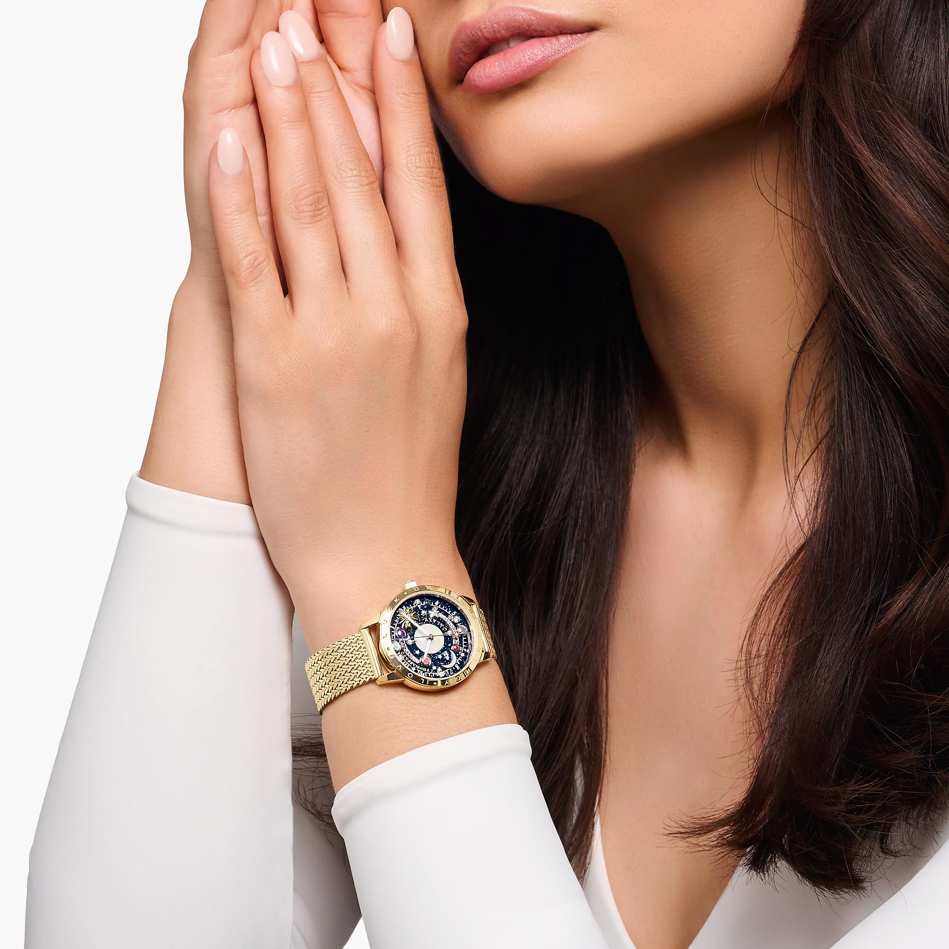 THOMAS SABO Uhr Cosmic Amulet mit Zifferblatt in Dunkelblau gelbgoldfarben Edelstahl, Edelstahl Gelbgoldfarben