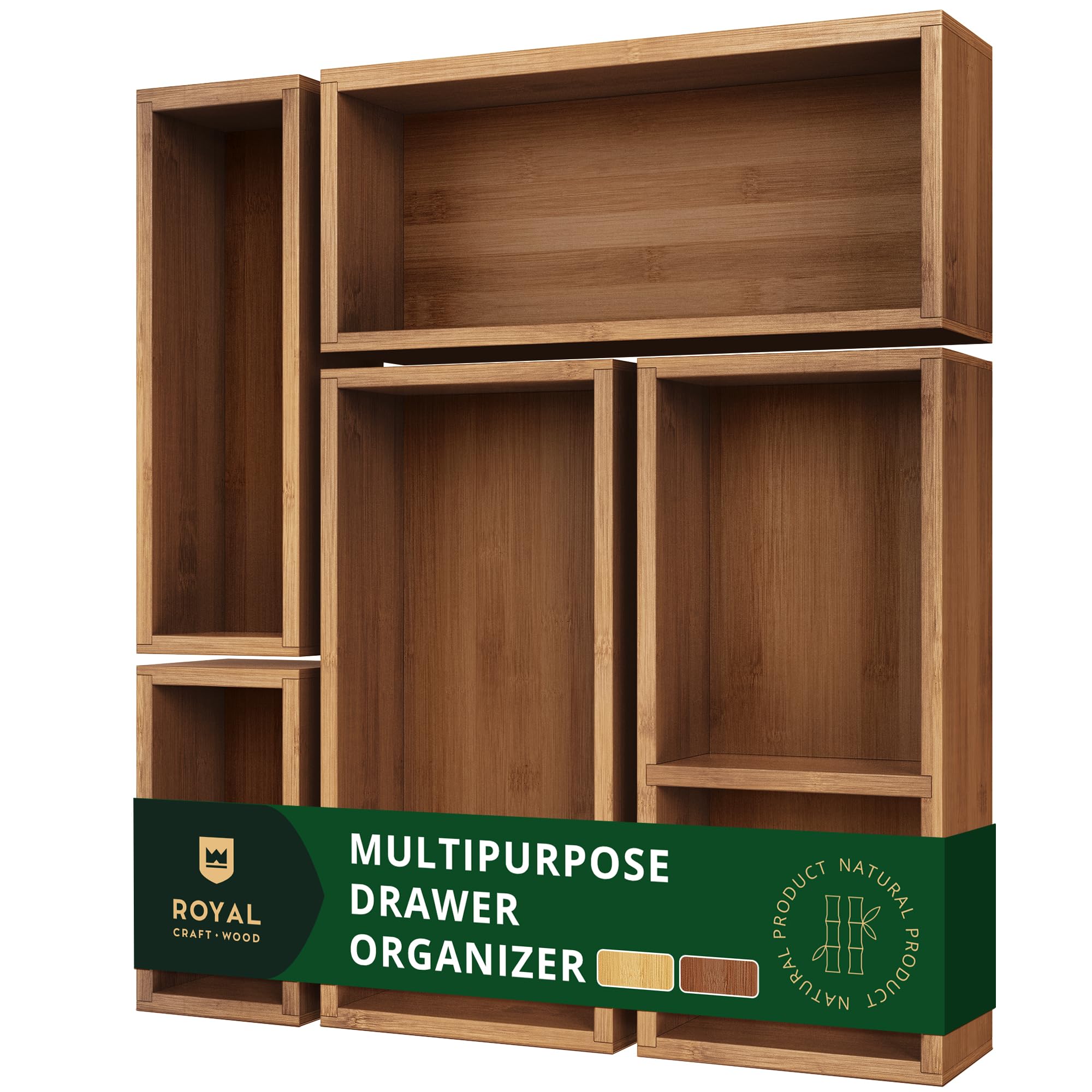 ROYAL CRAFT WOOD Premium Carbonized Bamboo Sticky Note Holder – Elegant & Durable Post-It Note Dispenser for Office Desk Organization