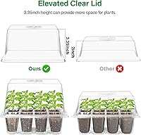 Vista 4 de Bonviee Paquete de 5 bandejas de inicio de semillas con luz de crecimiento, kits de bandejas de inicio de plántulas elevadas con cúpulas de humedad