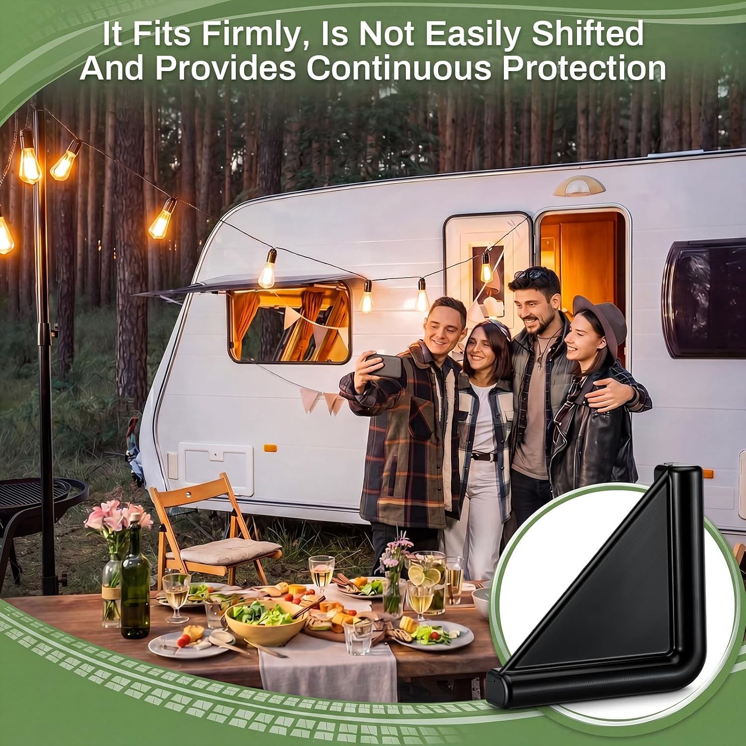 BBTO 8 Pcs RV Slide Out Corner Guards, Heavy Duty Rubber Corner Protectors for RV Slide-Outs, Safe, Durable and Easy Tool-Free Installation, Black