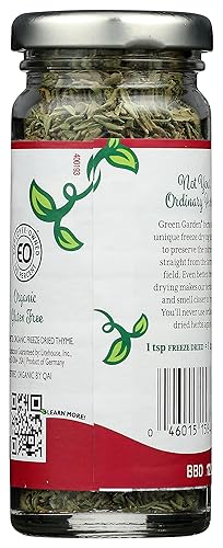 Miniatura 3 de Green Garden Tomillo orgánico liofilizado, hojas de tomillo orgánico liofilizadas, condimento de tomillo, 0.00 oz de azúcar añadido, sin gluten,