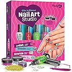 Nail Art Studio for Girls - Birthday Gift - Nail Polish Kit for Kids Ages 7-12 Years Old - Girl Gifts Ideas - Gift Set - Girly Stuff - Polish, Pens, Glitter, Stickers, Gems, Filer - 8 9 10 11 12 Year