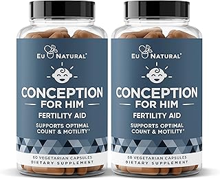 Conception For Him – Fertility Supplements for Men, Male Fertility Booster & Prenatal – Optimal Sperm Count, Motility Strength – Ashwagandha, Folate Folic Acid, Magnesium, Zinc – 120 Veg Soft Capsules