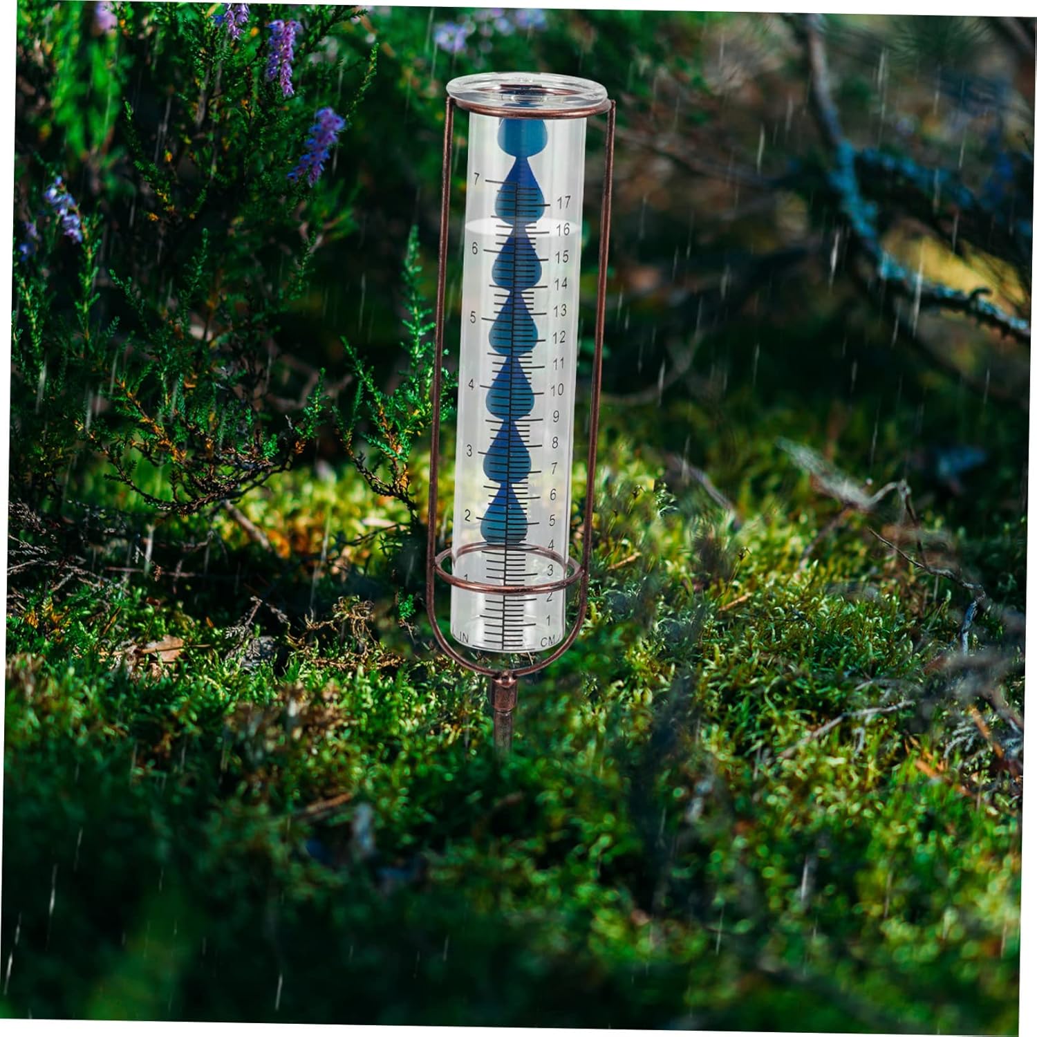 HANABASS 4pcs Rain Gauge Metal Stake Capacity for Accurate Outdoor Measurement for Gardens and Yards Elegant Gradient Design Sturdy Base