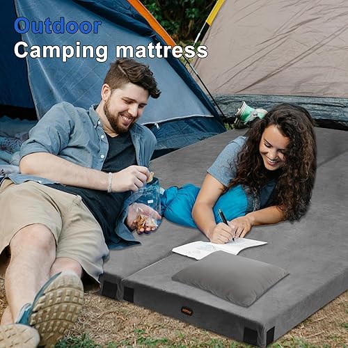 Miniatura 25 de Colchoneta de espuma viscoelástica para camping, colchón de piso grueso y cómodo para adultos con fondo impermeable y antideslizante, colchón