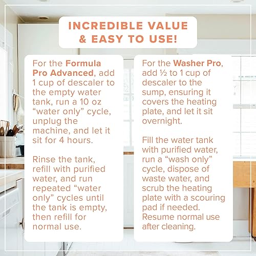 Miniatura 6 de Descalcificador compatible con Baby Brezza  4 a 8 usos  Descalcificador para dispensadores de biberones y lavadoras  Solución de limpieza universal