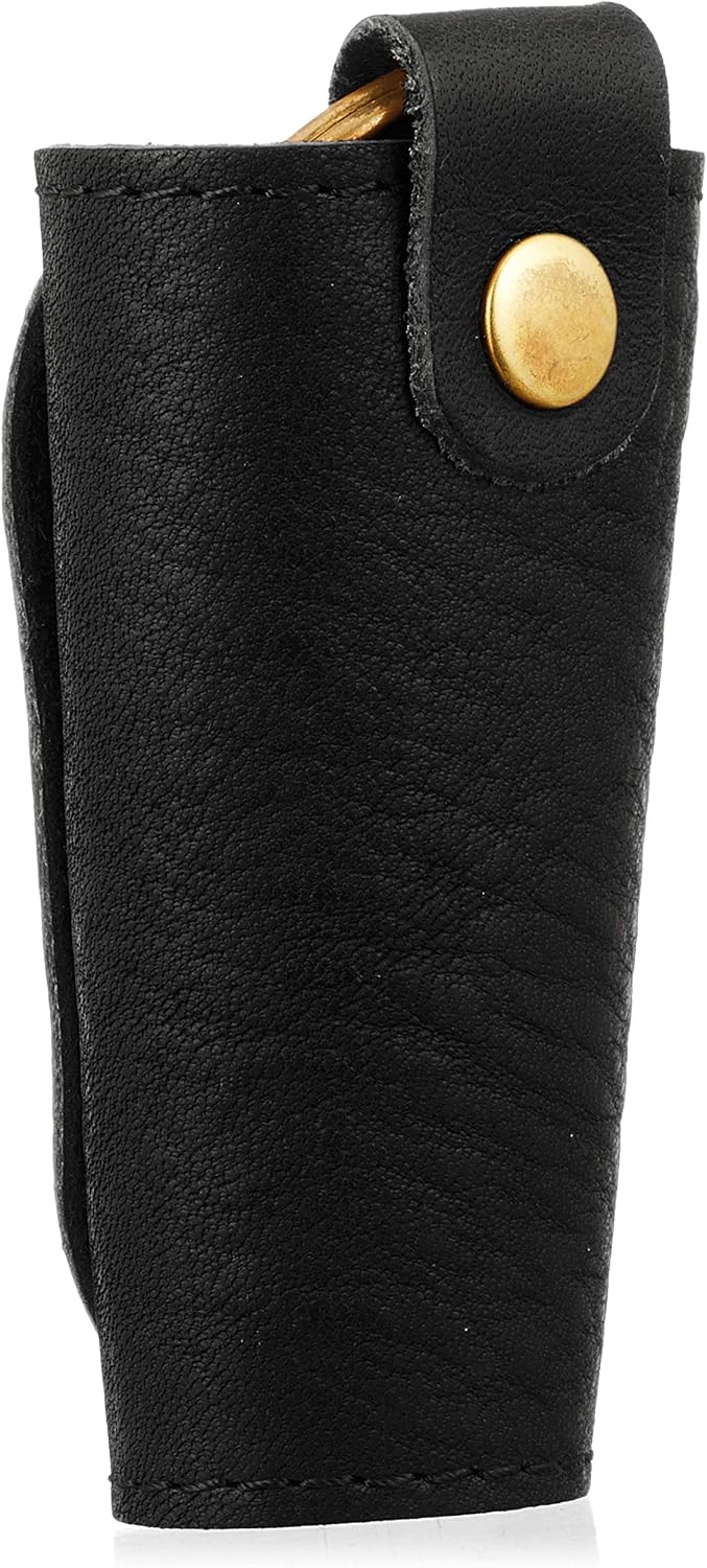 Japan Factory JAK005-Black Tochigi Leather, Brass, Key Case, Snap