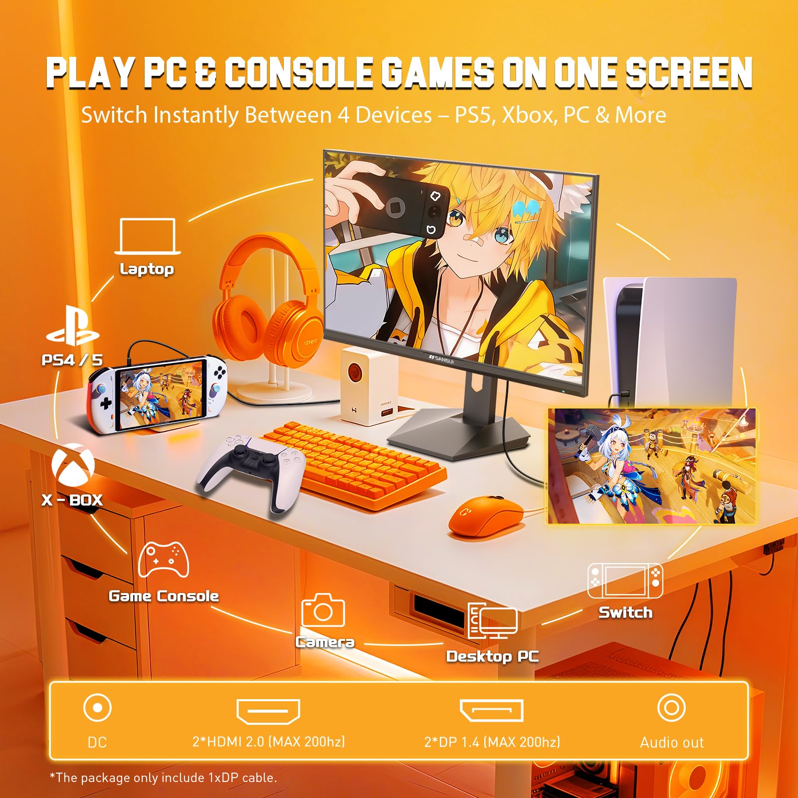 Amazon.com: SANSUI Gaming Monitor 27 inch 1440p 200Hz 180Hz, WQHD