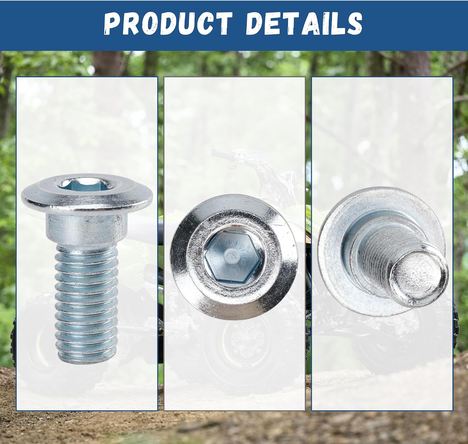 12PCS Wheel Disc Stud Screw Bolts Compatible with Yamaha Raptor 700 700R, YFZ450, YFZ450R, YFZ450X, M8 x 1.25 Screws Rear Rotor ATV Brake Disc M8 Bolts