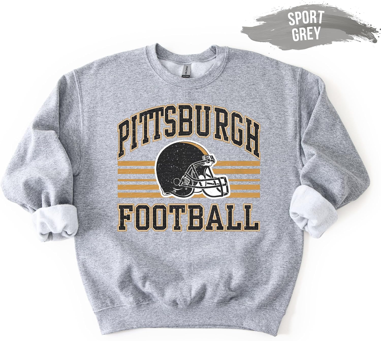 Distressed Pittsburgh Football Retro Crewneck Sweatshirt – Vintage College Sports Style – Cozy Unisex Gameday Pullover